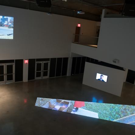 installation view of 'I Think We Meet Here' exhibition, Visual Arts Center, UT Austin
