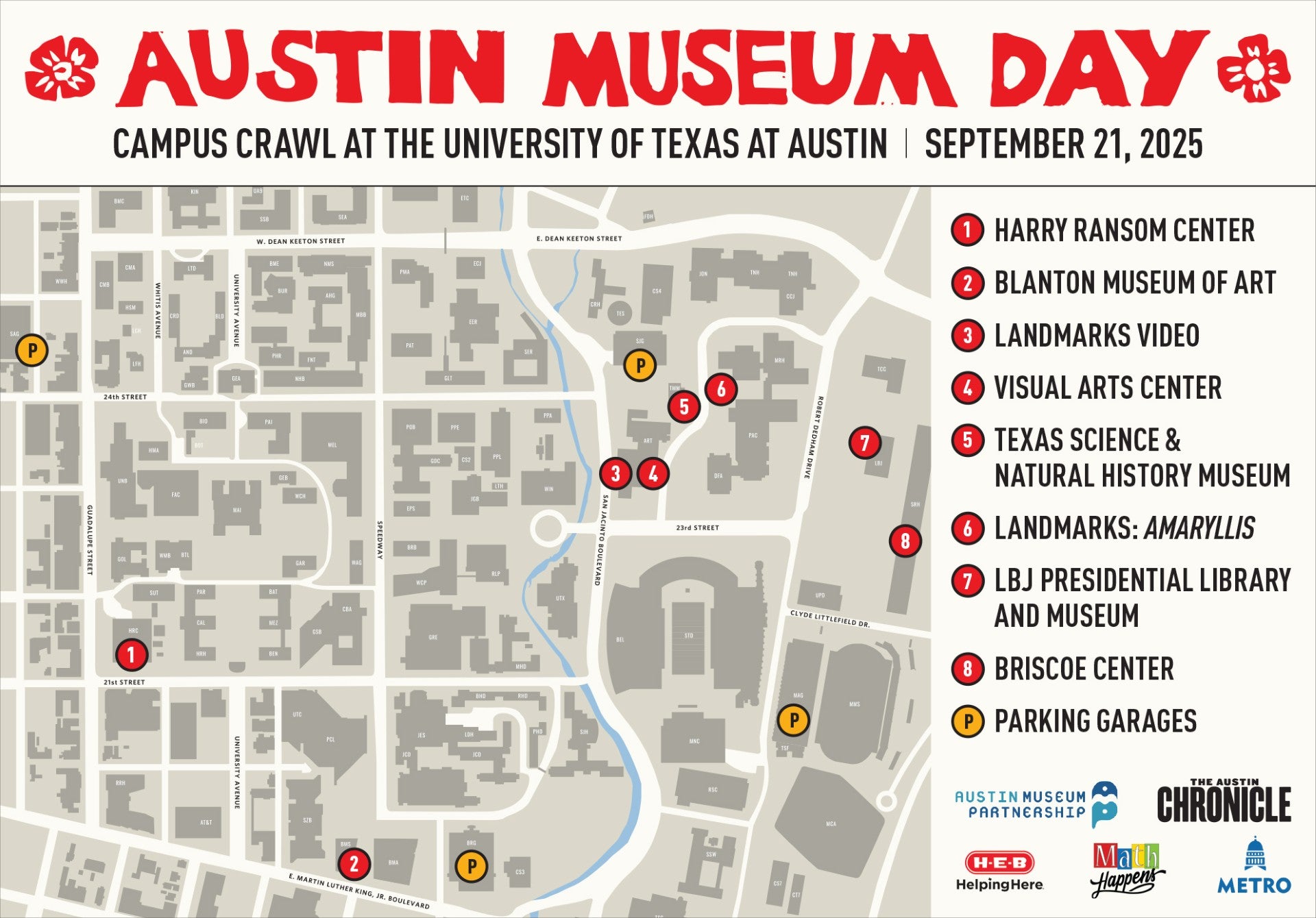 drawn map of Austin museum day