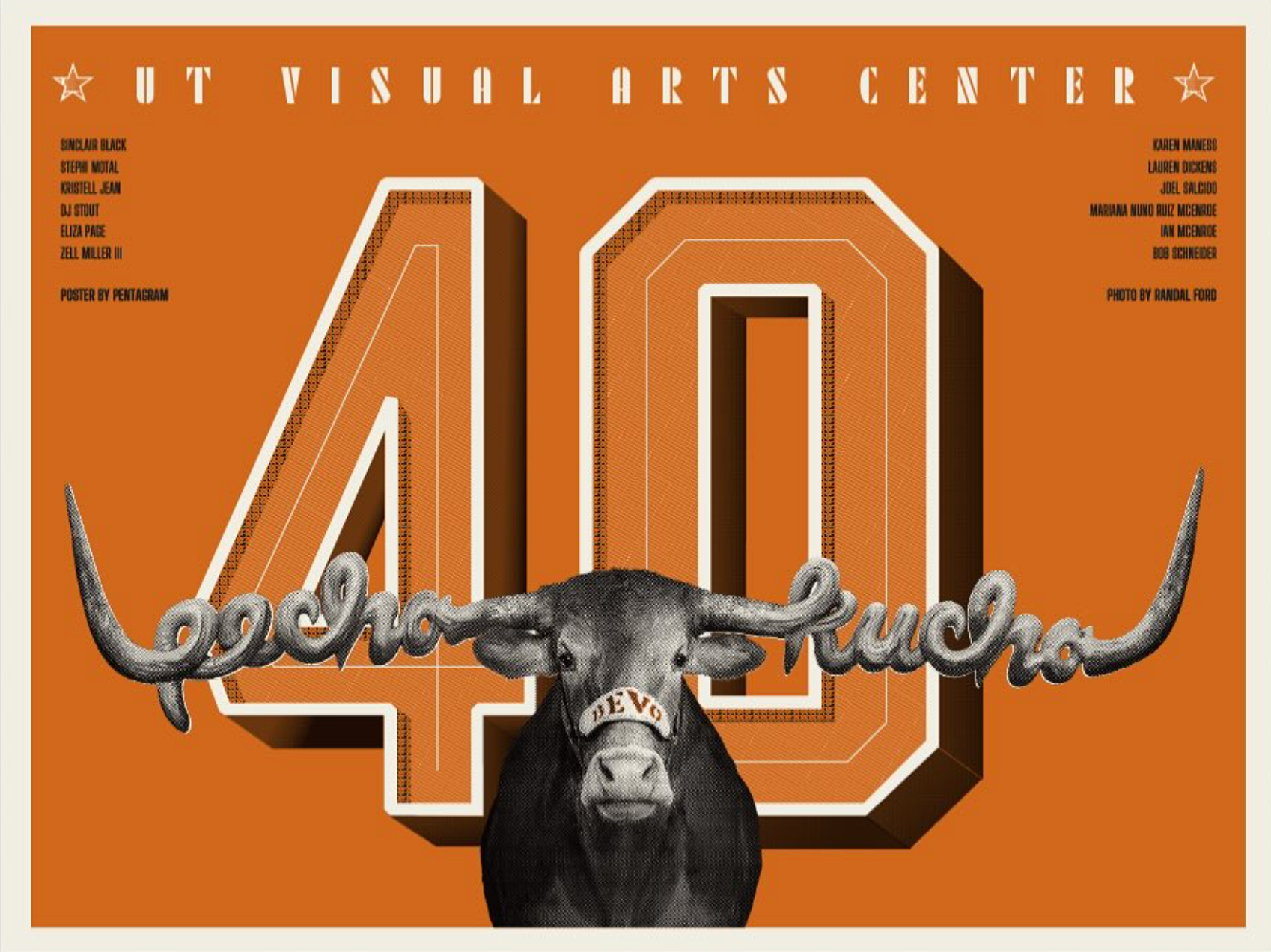 poster of a longhorn's horns spelling out pecha kucha