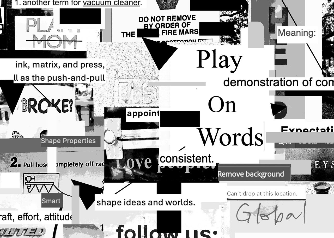 collaged snippets of text