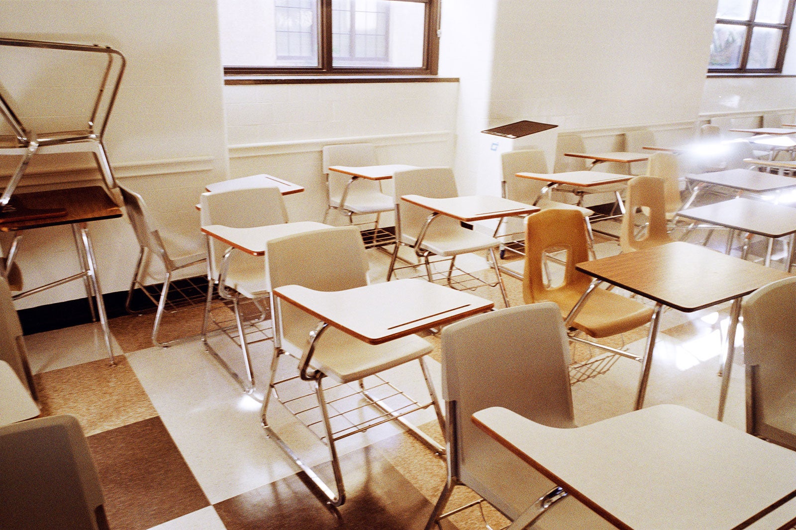 desks in classroom