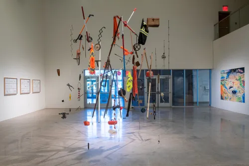 artwork by Carolina Caycedo and David de Rozas, Visual Arts Center, UT Austin