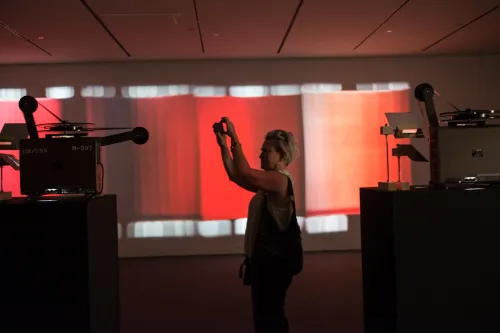 opening reception for 'Strange Pilgrims' exhibition at Visual Arts Center, UT Austin