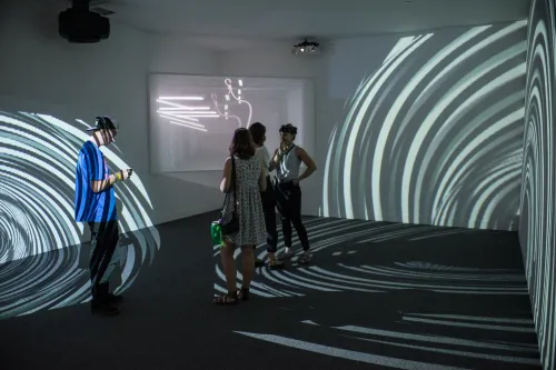 opening reception for 'Strange Pilgrims' exhibition at Visual Arts Center, UT Austin