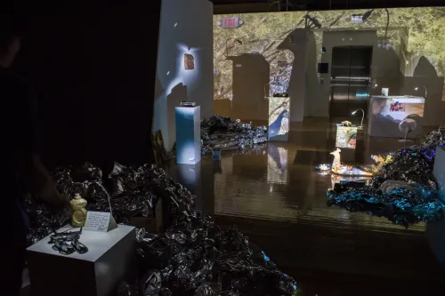 opening reception for 'Strange Pilgrims' exhibition at Visual Arts Center, UT Austin