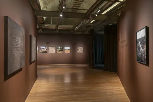 installation view of Zalika Azim: Blood Memories (or a going to ground)