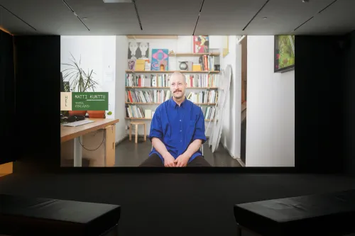 installation view of Hundred Points: Contemporary Graphic Design from Austin, São Paulo, Cairo, and Helsinki