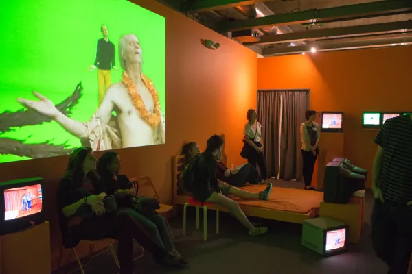 opening reception for 'Strange Pilgrims' exhibition at Visual Arts Center, UT Austin