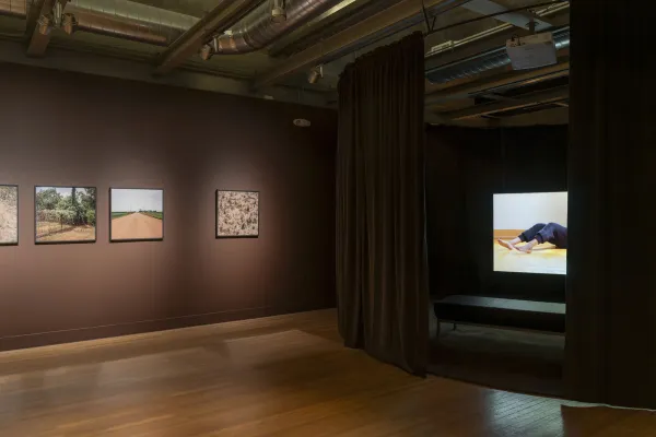 installation view of Zalika Azim: Blood Memories (or a going to ground)