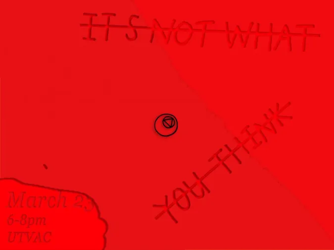 graphic for senior art exhibition, Visual Arts Center, UT Austin
