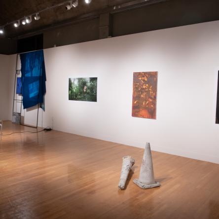 installation view of work by studio art graduate students, Visual Arts Center, UT Austin