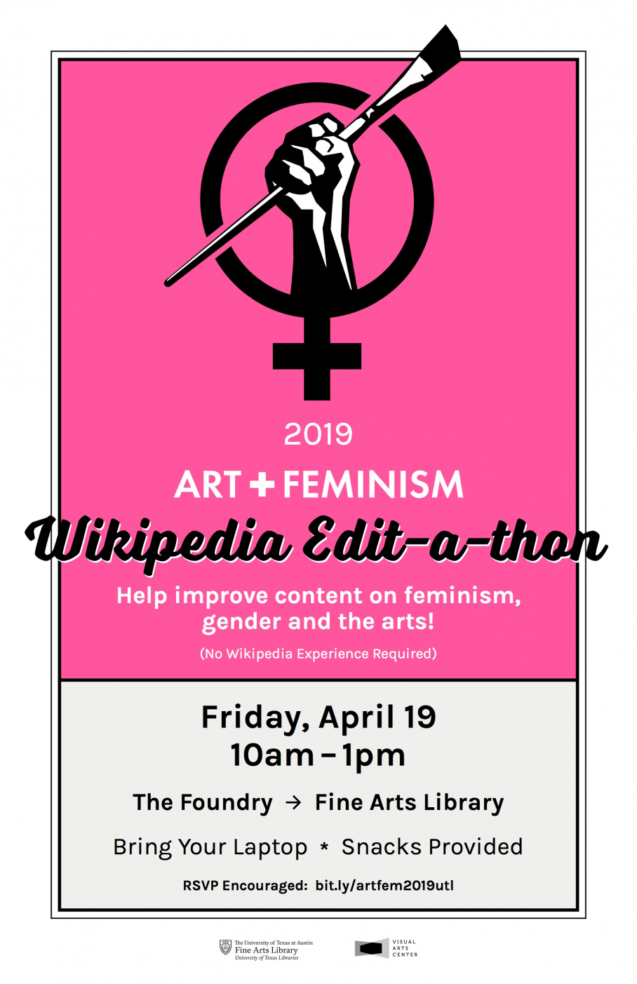 poster for Art+Feminism Wikipedia Edit-a-thon