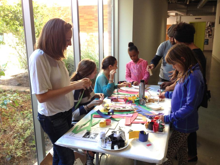 families participating in art making activity