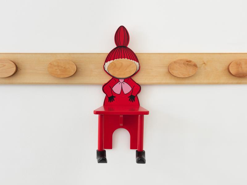 Lisa Lapinski, Visual Arts Center, pegboard with red chair sculpture