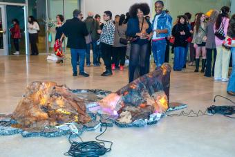 people in gallery during art opening
