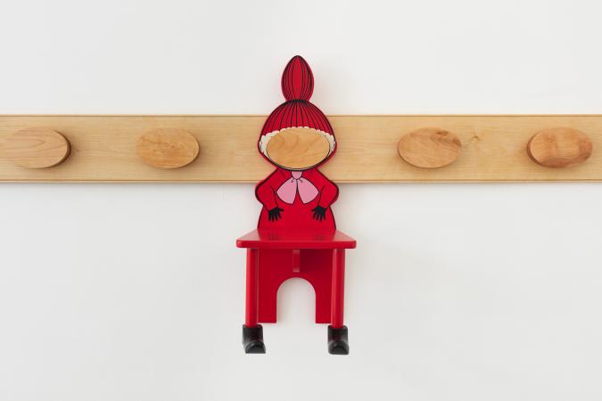 Lisa Lapinski, Visual Arts Center, pegboard with red chair sculpture