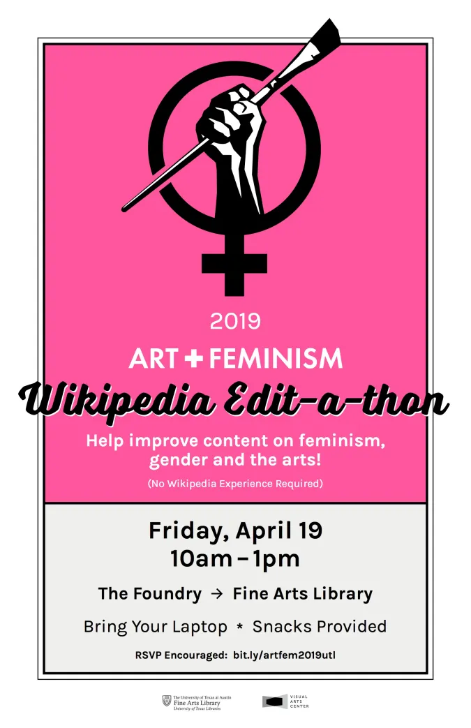 poster for Art+Feminism Wikipedia Edit-a-thon