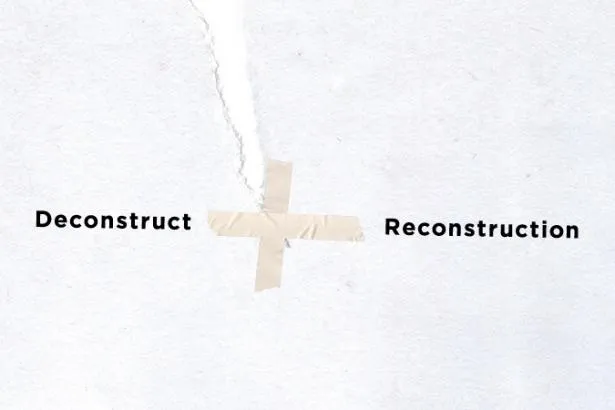 postcard image for "Deconstruct + Reconstruction" exhibition at Visual Arts Center, UT Austin