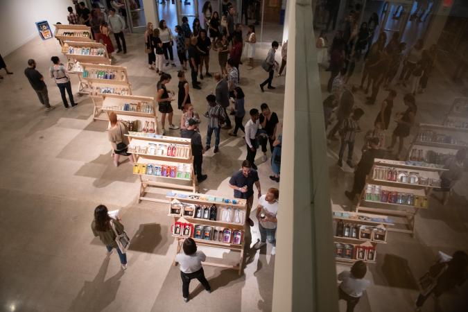 people at art gallery opening